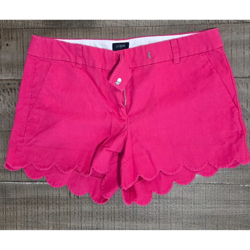 J Crew Hot Pink Scallop Shorts Women's Size 6